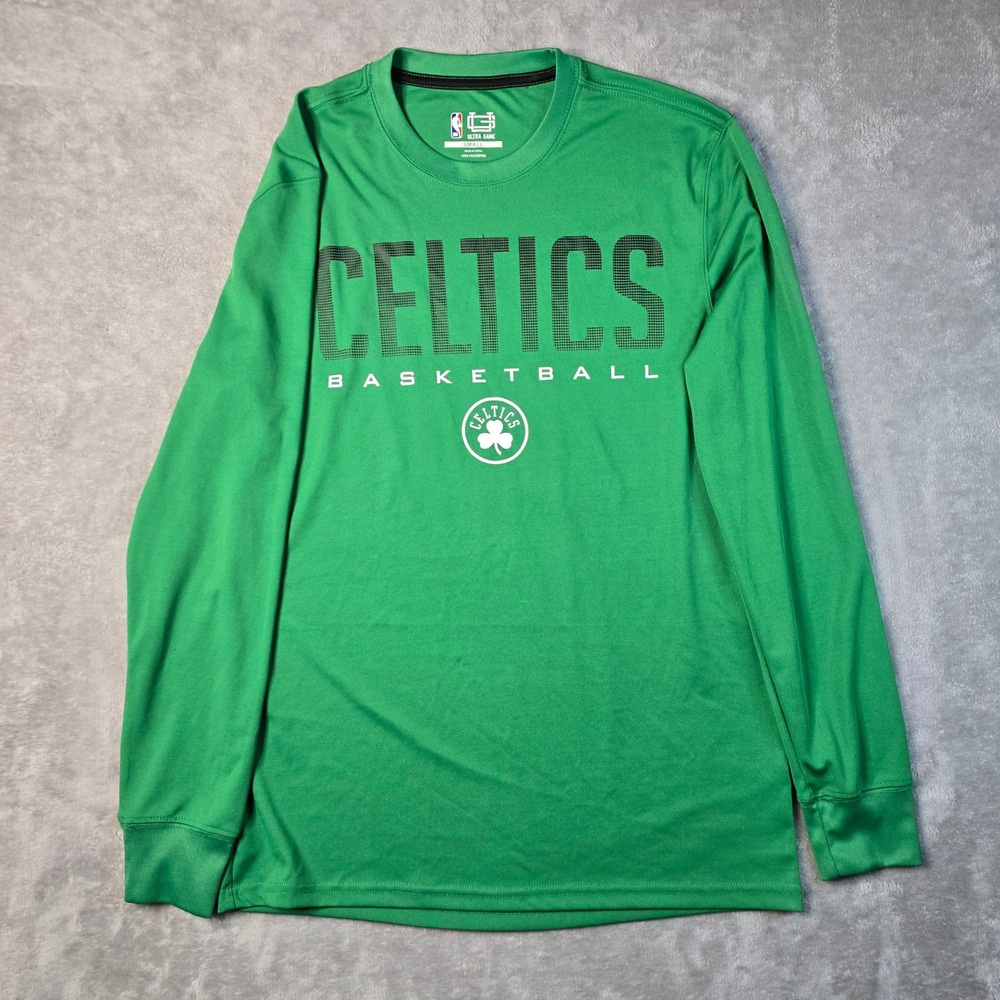 Ultra Game NBA Boston Celtics Shirt Mens Small Green Long Sleeve Athletic Sport